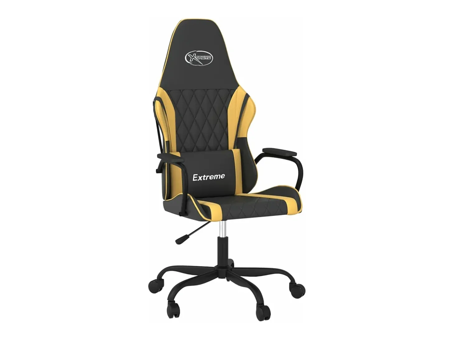 Cadeira gaming massagens couro artificial preto e dourado