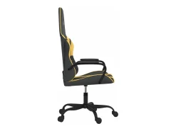 Cadeira gaming massagens couro artificial preto e dourado
