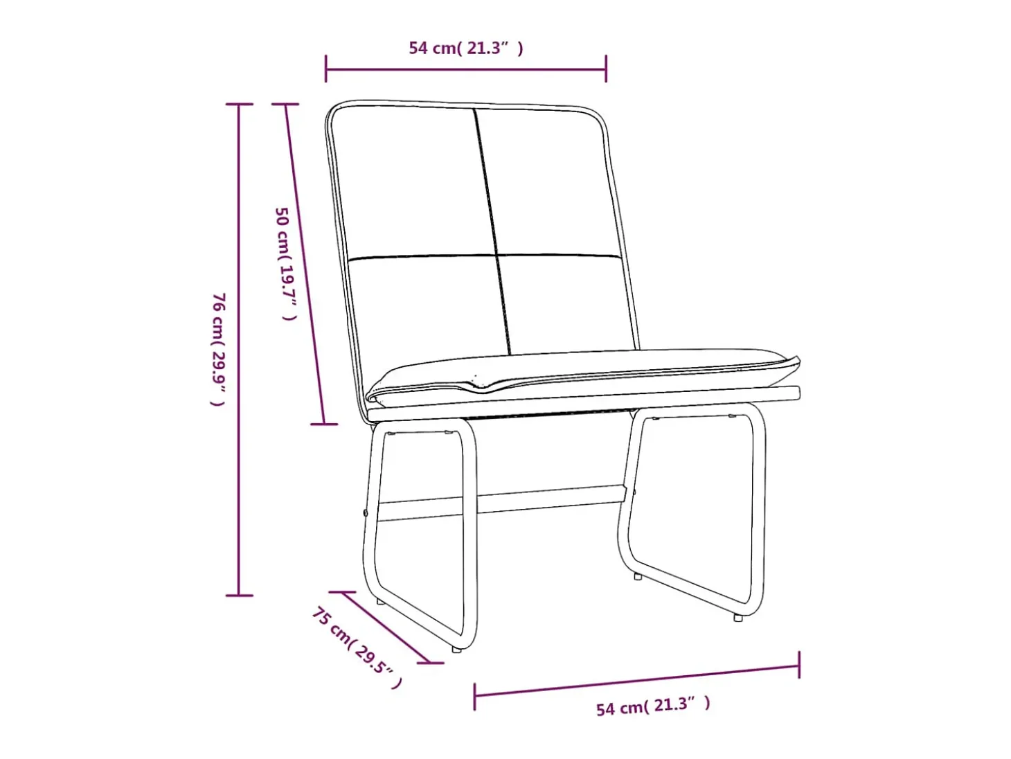 Cadeira lounge 54x75x76 cm couro artificial cor creme