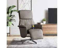 Cadeira massagens reclin. com apoio pés tecido cinza-acastanhado SHL73490