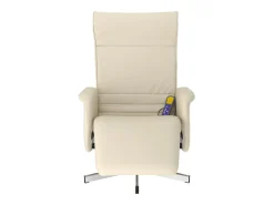 Cadeira massagens reclinável comapoio pés couro artificial creme SHL449399