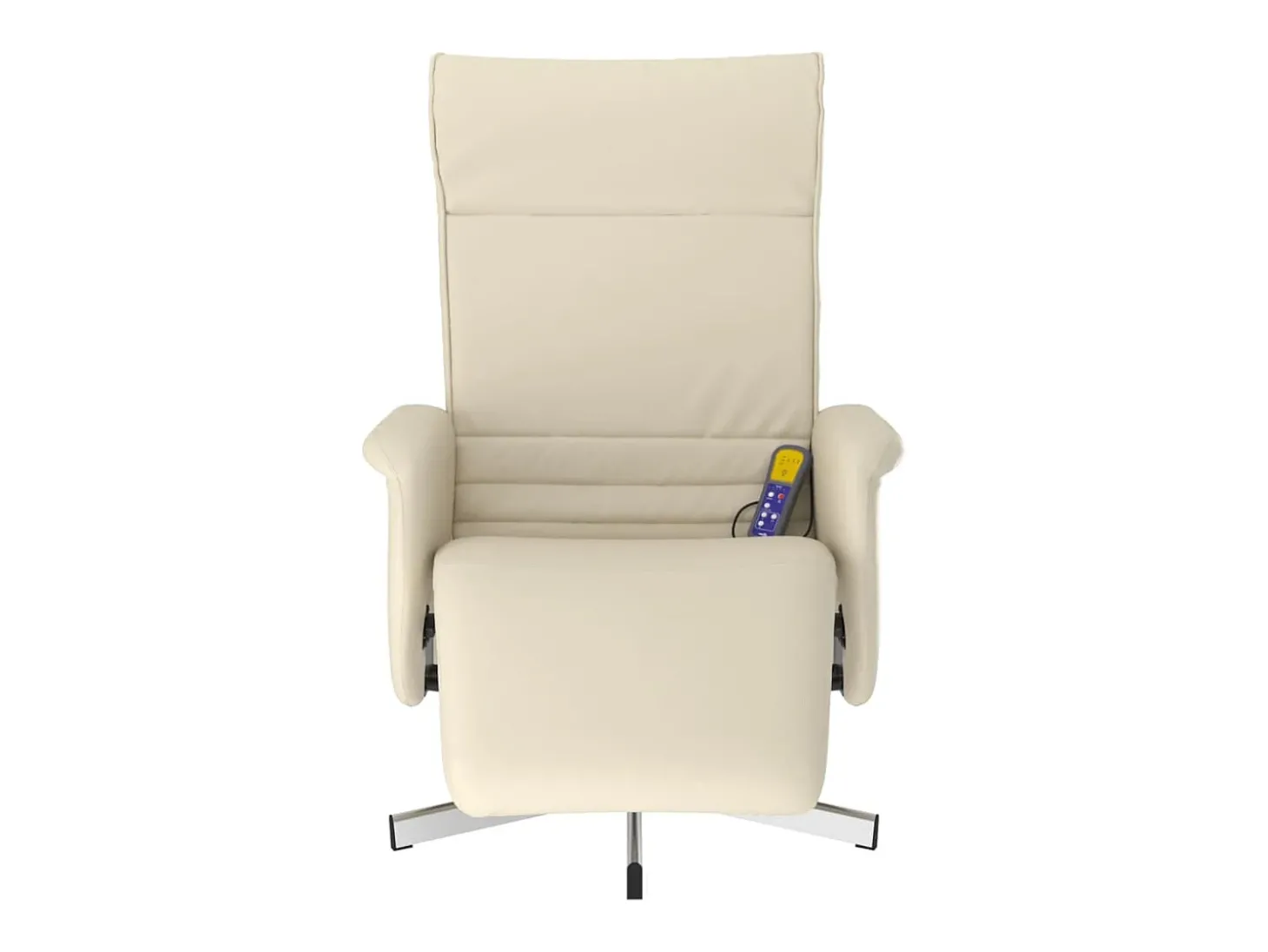 Cadeira massagens reclinável comapoio pés couro artificial creme SHL449399
