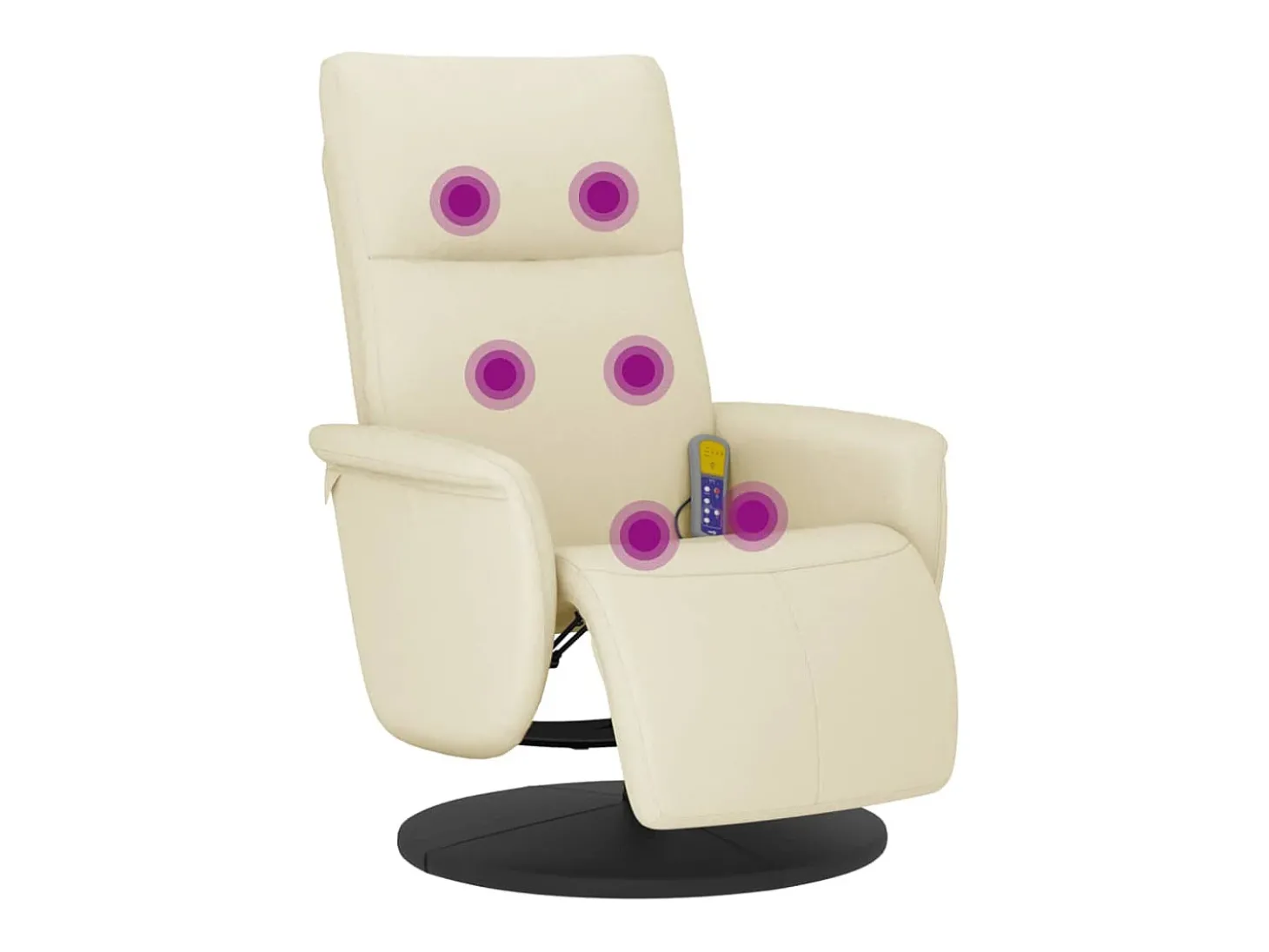 Cadeira massagens reclinável comapoio pés couro artificial creme SHL385131