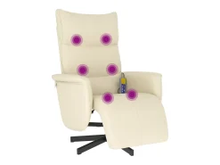 Cadeira massagens reclinável comapoio pés couro artificial creme SHL659329