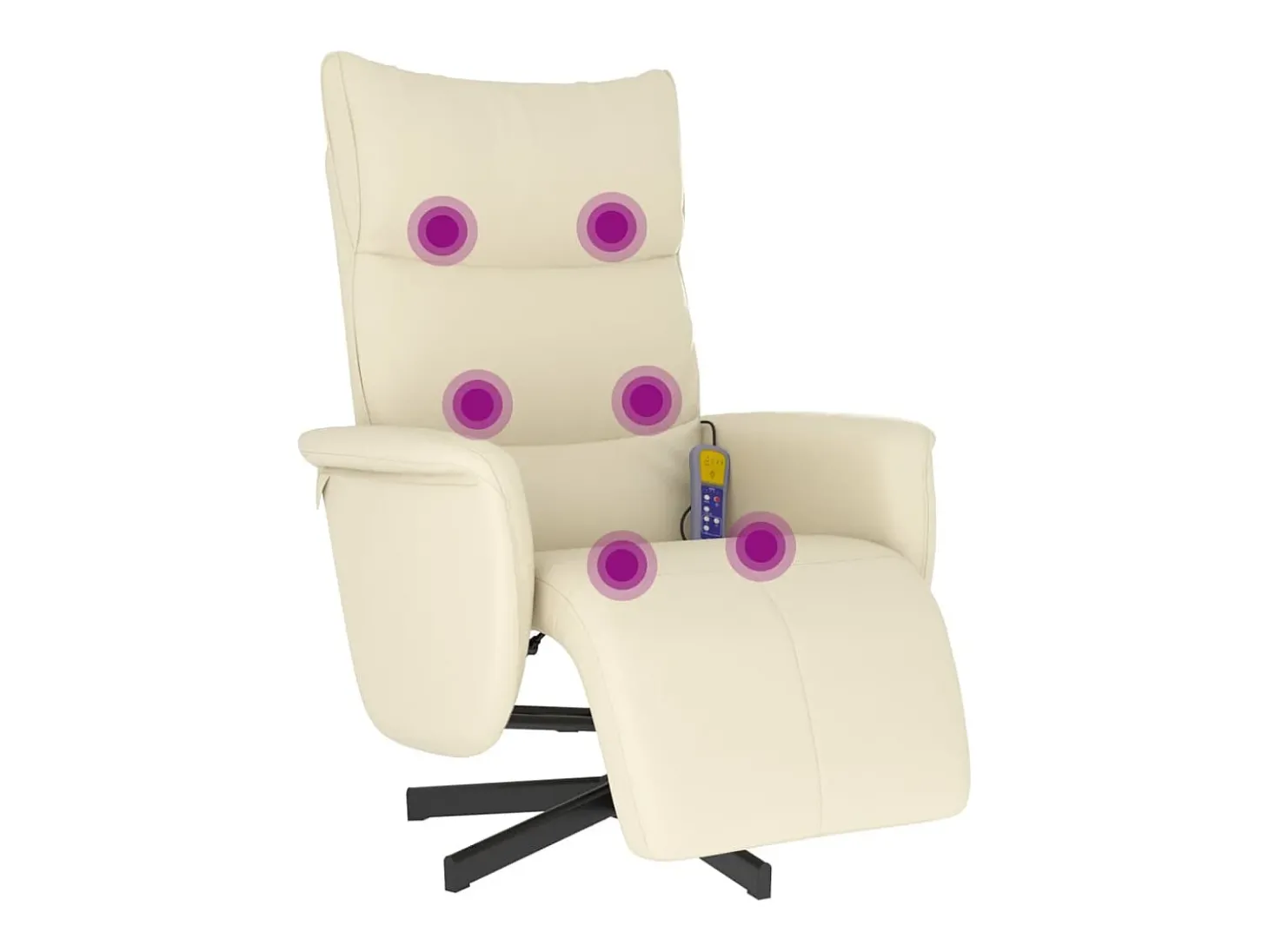 Cadeira massagens reclinável comapoio pés couro artificial creme SHL659329