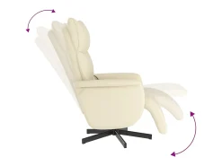 Cadeira massagens reclinável comapoio pés couro artificial creme SHL659329