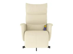 Cadeira massagens reclinável comapoio pés couro artificial creme SHL659329