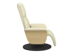 Cadeira massagens reclinável comapoio pés couro artificial creme SHL132072