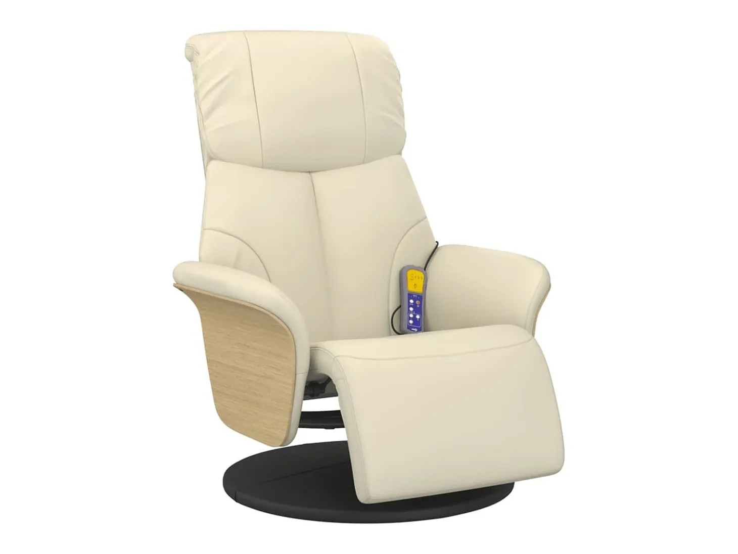 Cadeira massagens reclinável comapoio pés couro artificial creme SHL132072