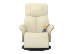 Cadeira massagens reclinável comapoio pés couro artificial creme SHL132072