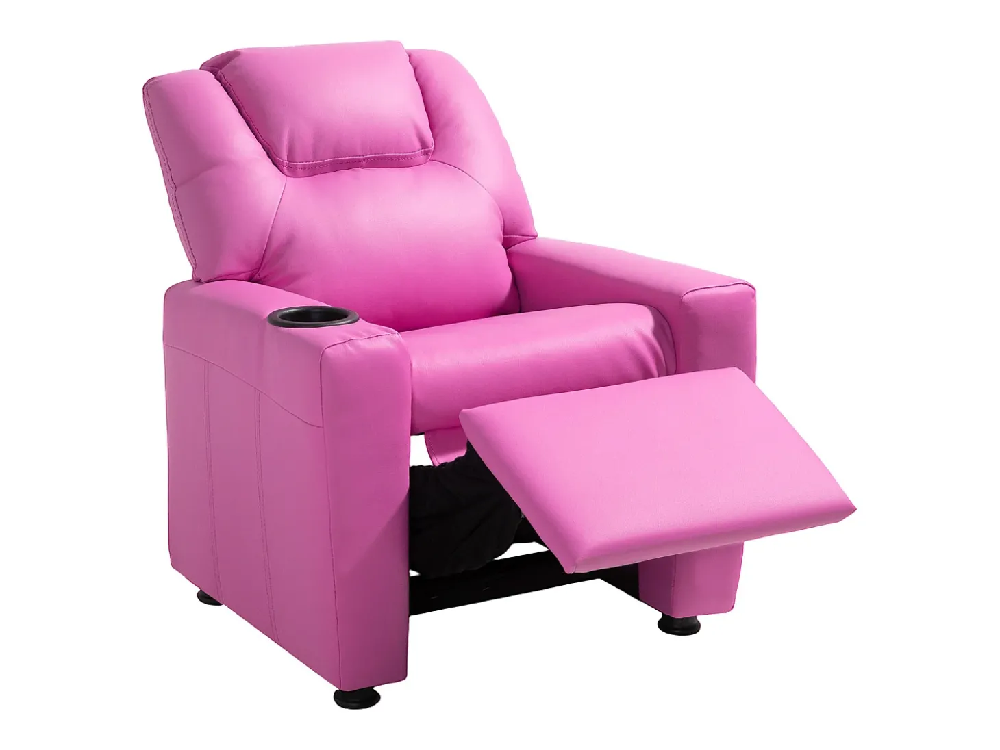 Cadeira Reclinável SucceBuy para Crianças, Cadeira Relaxante Ergonómica, com Porta-Copos e Bolsos, Encosto Ajustável de 101° a 121°, para Quartos Infantis, Rosa