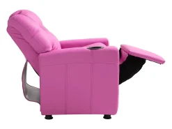 Cadeira Reclinável SucceBuy para Crianças, Cadeira Relaxante Ergonómica, com Porta-Copos e Bolsos, Encosto Ajustável de 101° a 121°, para Quartos Infantis, Rosa