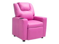 Cadeira Reclinável SucceBuy para Crianças, Cadeira Relaxante Ergonómica, com Porta-Copos e Bolsos, Encosto Ajustável de 101° a 121°, para Quartos Infantis, Rosa