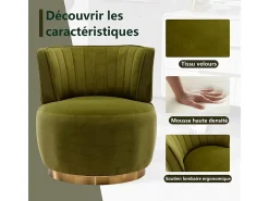 Cadeira Redonda Blataforma em Tecido de Loop Green Green - Backrest ergonômico - MAX 150KG - 62,5X62X69.5CM