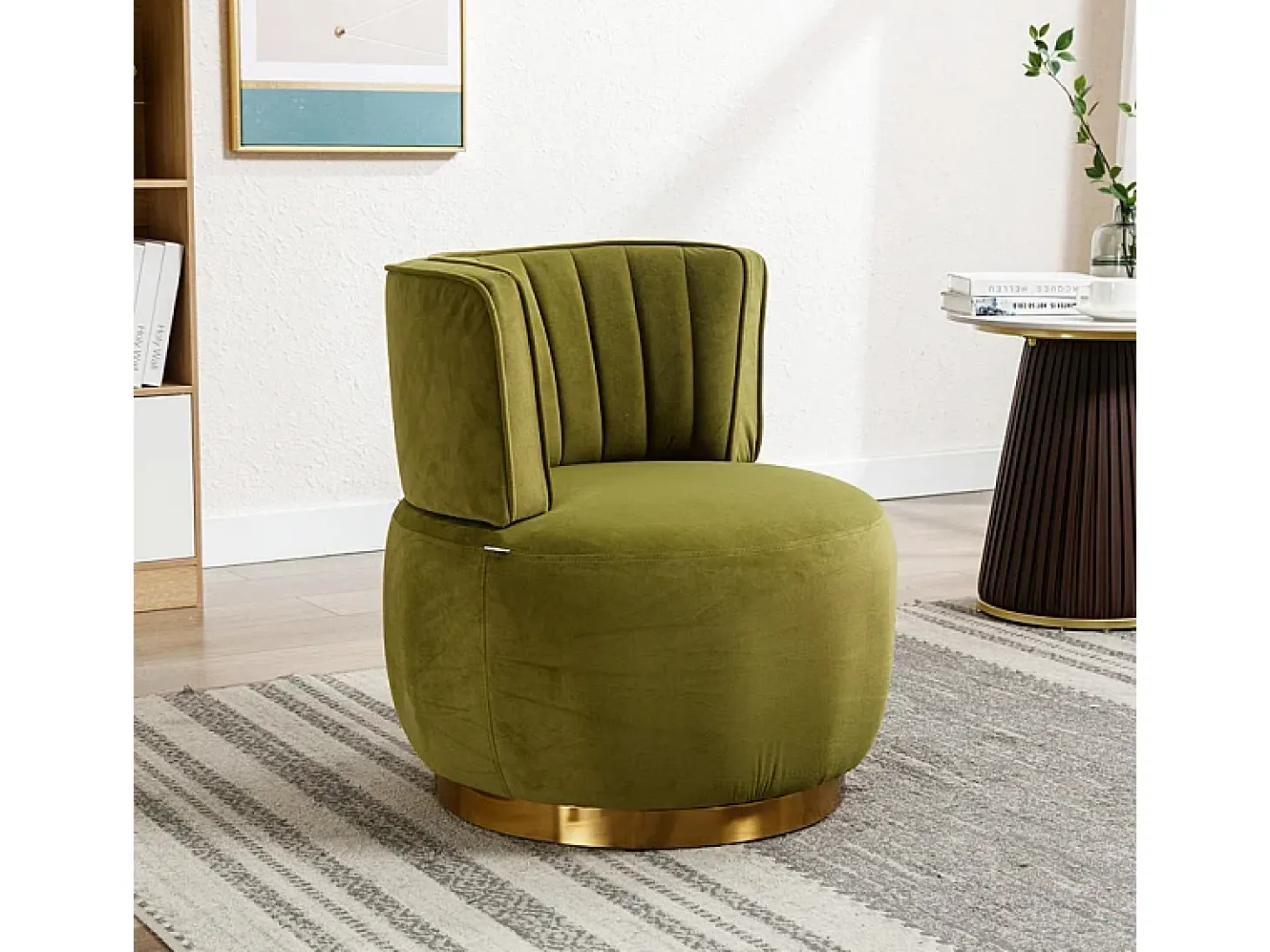 Cadeira Redonda Blataforma em Tecido de Loop Green Green - Backrest ergonômico - MAX 150KG - 62,5X62X69.5CM