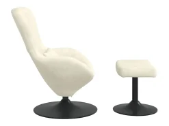 Cadeira Relax | Cadeira com Puff Creme 63x73x90 cm Veludo SHL93542