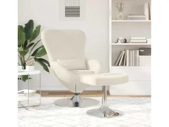 Cadeira Relax | Cadeira com Puff Creme 63x73x90 cm Veludo SHL93542