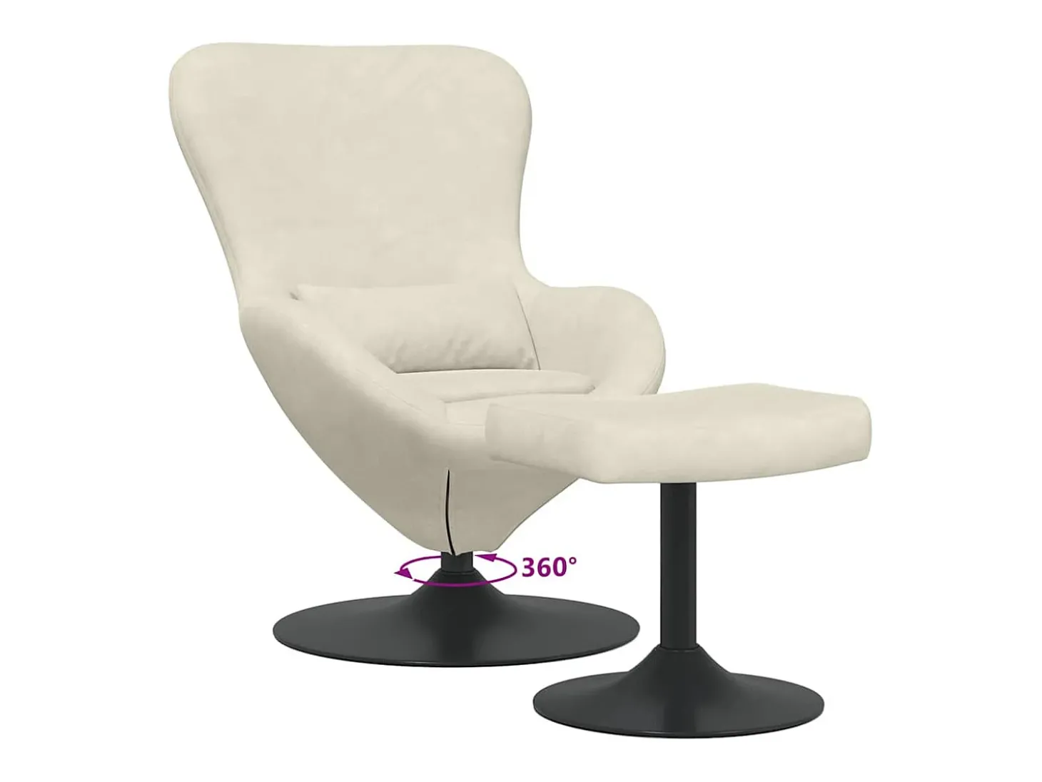 Cadeira Relax | Cadeira com Puff Creme 63x73x90 cm Veludo SHL93542