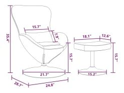 Cadeira Relax | Cadeira com Puff Cinzento-claro 63x73x90 cm Veludo SHL26587