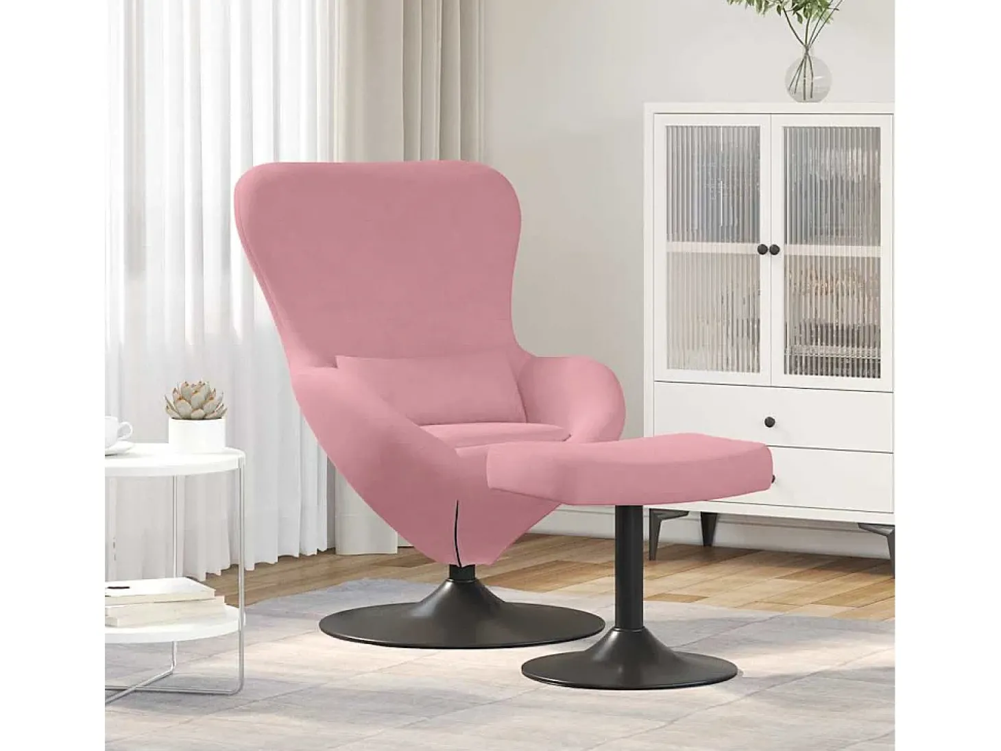 Cadeira Relax | Cadeira com Puff Rosa 63x73x90 cm Veludo SHL297162