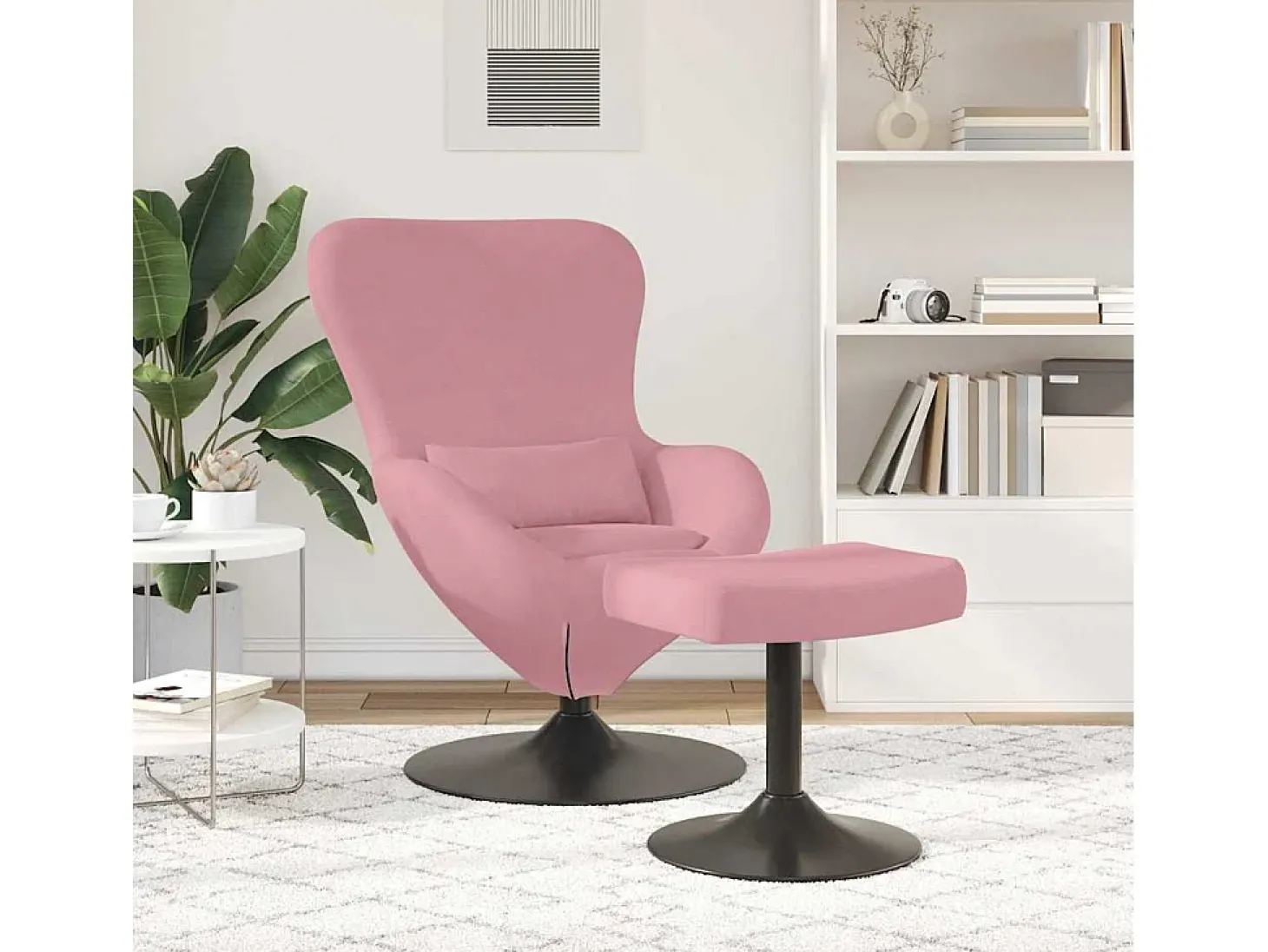 Cadeira Relax | Cadeira com Puff Rosa 63x73x90 cm Veludo SHL297162