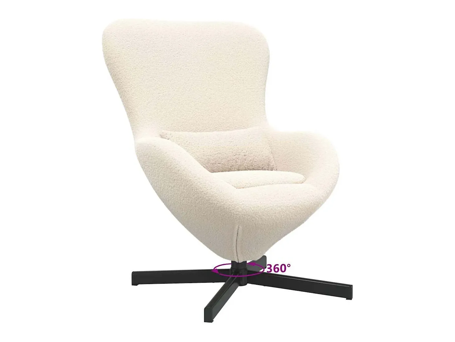 Cadeira Relax | Cadeira ovo Creme 63x73x90 cm Tecido Curly Semelhante à Lã SHL427673
