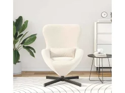 Cadeira Relax | Cadeira ovo Creme 63x73x90 cm Tecido Curly Semelhante à Lã SHL427673