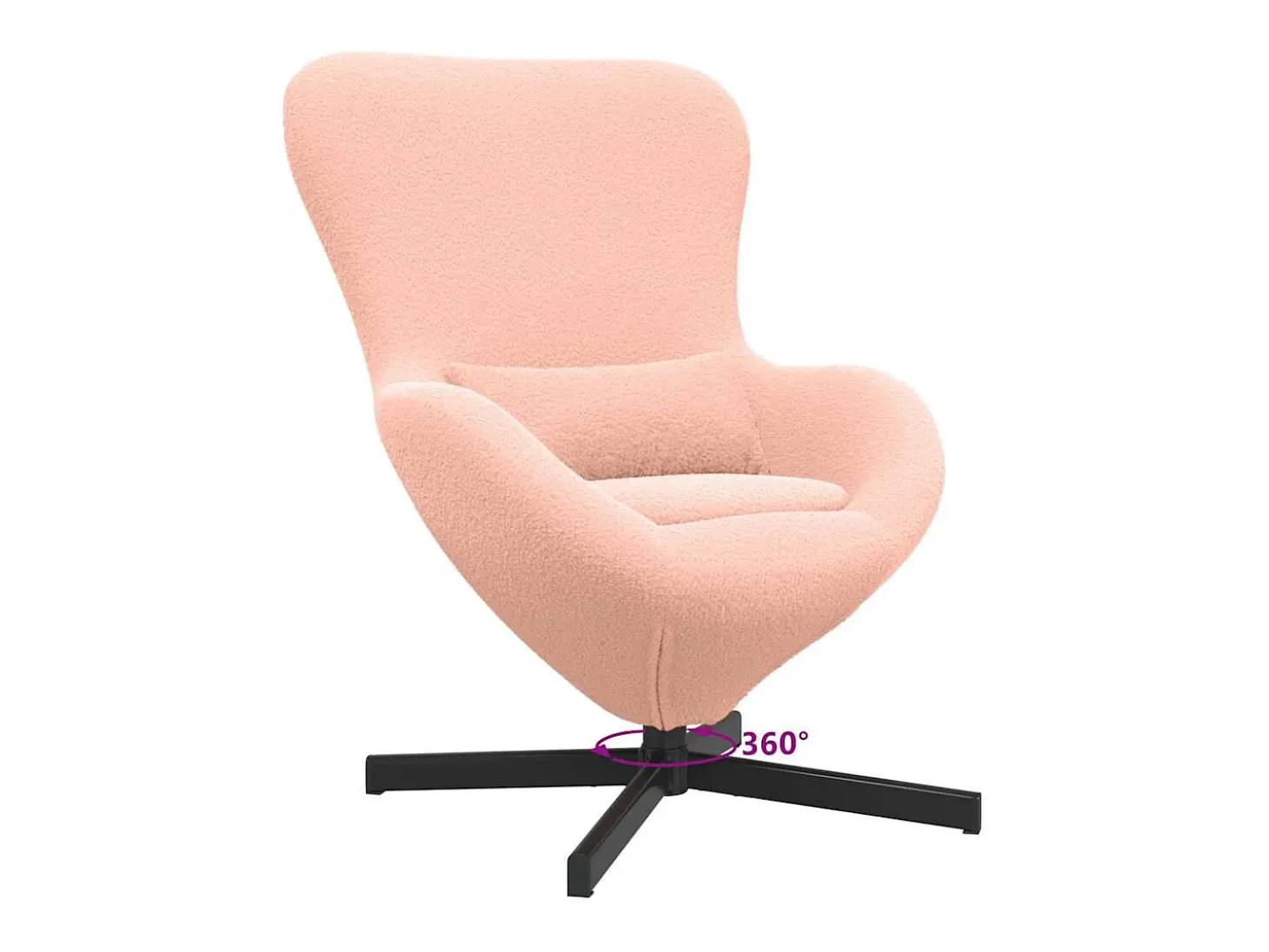 Cadeira Relax | Cadeira ovo Rosa 63x73x90 cm Tecido Curly Semelhante à Lã SHL500482
