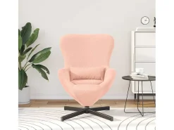 Cadeira Relax | Cadeira ovo Rosa 63x73x90 cm Tecido Curly Semelhante à Lã SHL500482