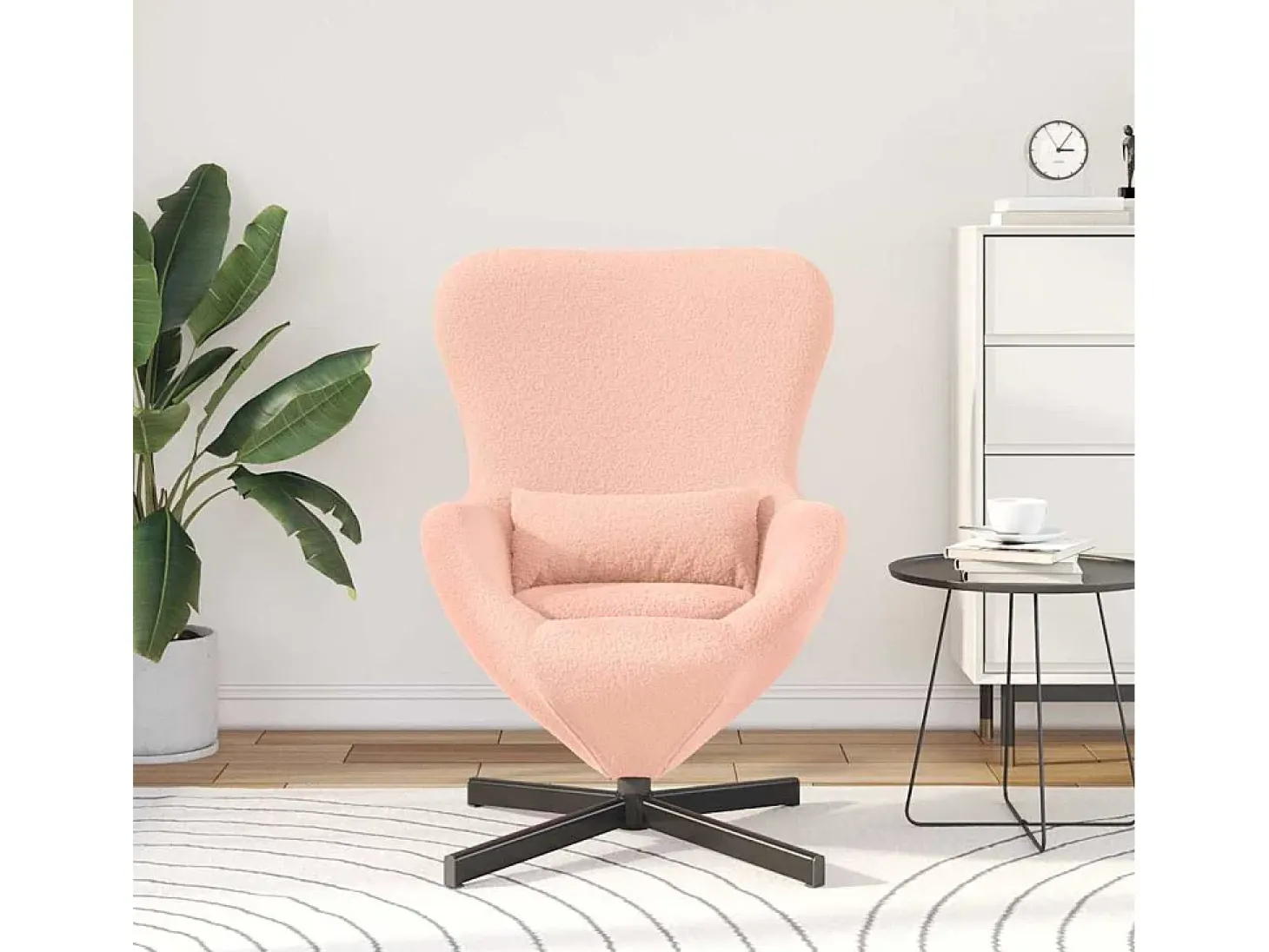 Cadeira Relax | Cadeira ovo Rosa 63x73x90 cm Tecido Curly Semelhante à Lã SHL500482
