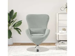 Cadeira Relax | Cadeira ovo Cinzento-claro 63x73x90 cm Veludo SHL615281