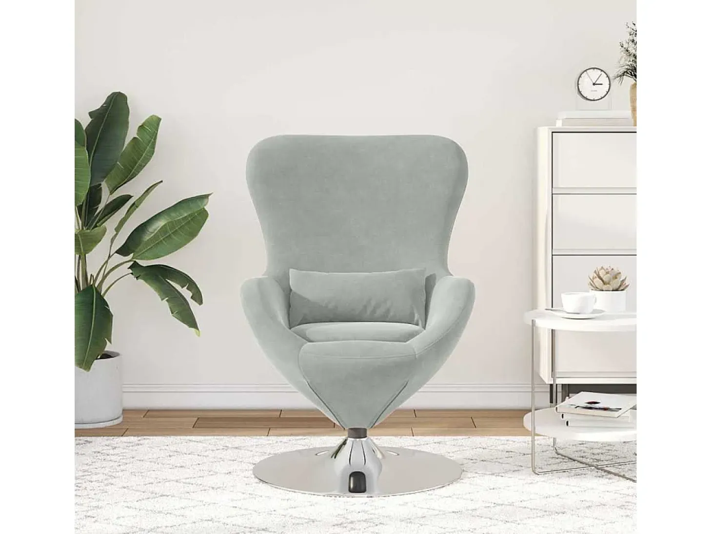 Cadeira Relax | Cadeira ovo Cinzento-claro 63x73x90 cm Veludo SHL615281