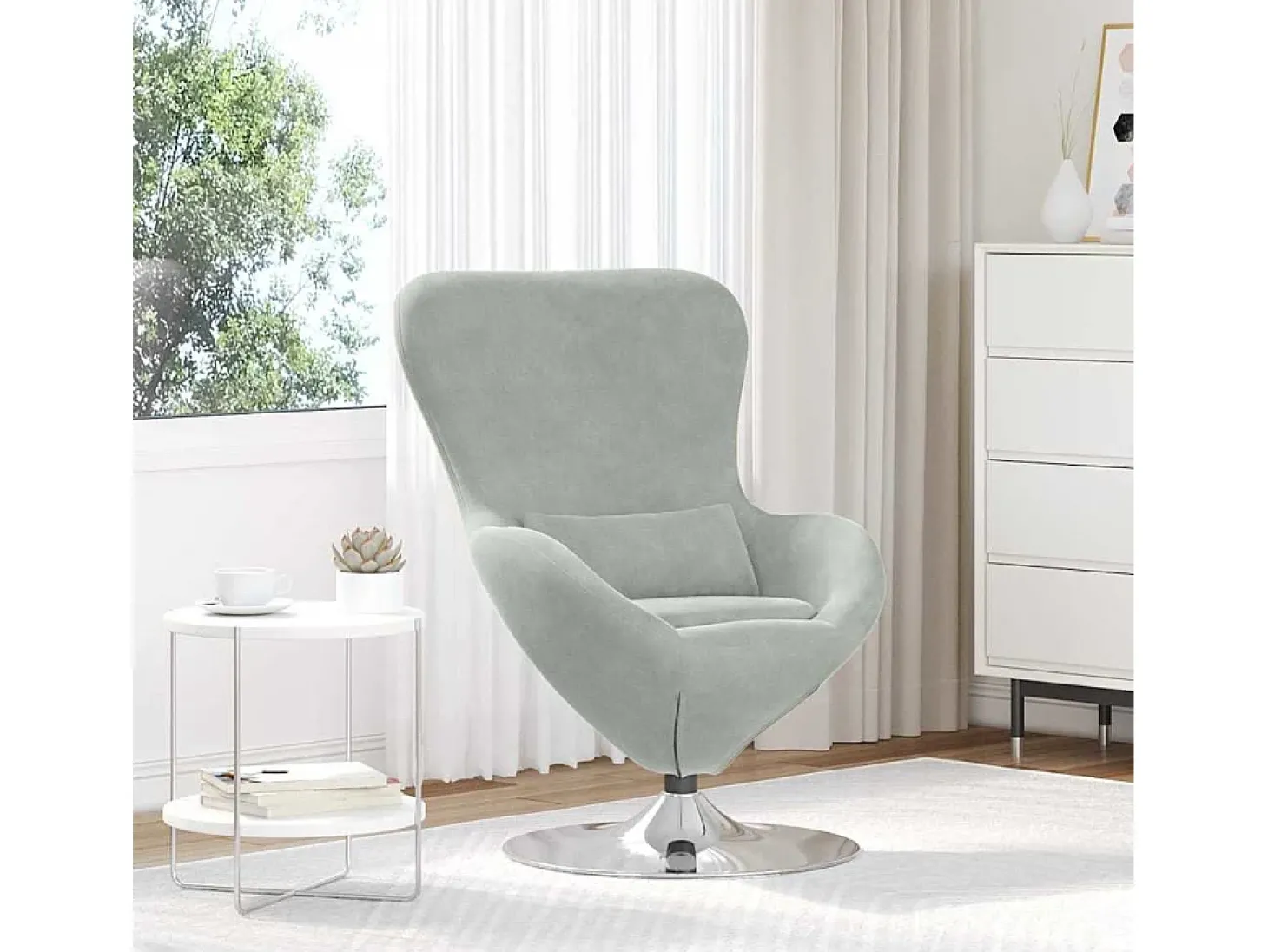 Cadeira Relax | Cadeira ovo Cinzento-claro 63x73x90 cm Veludo SHL615281