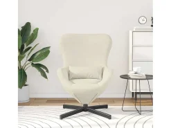 Cadeira Relax | Cadeira ovo Creme 63x73x90 cm Veludo SHL751020
