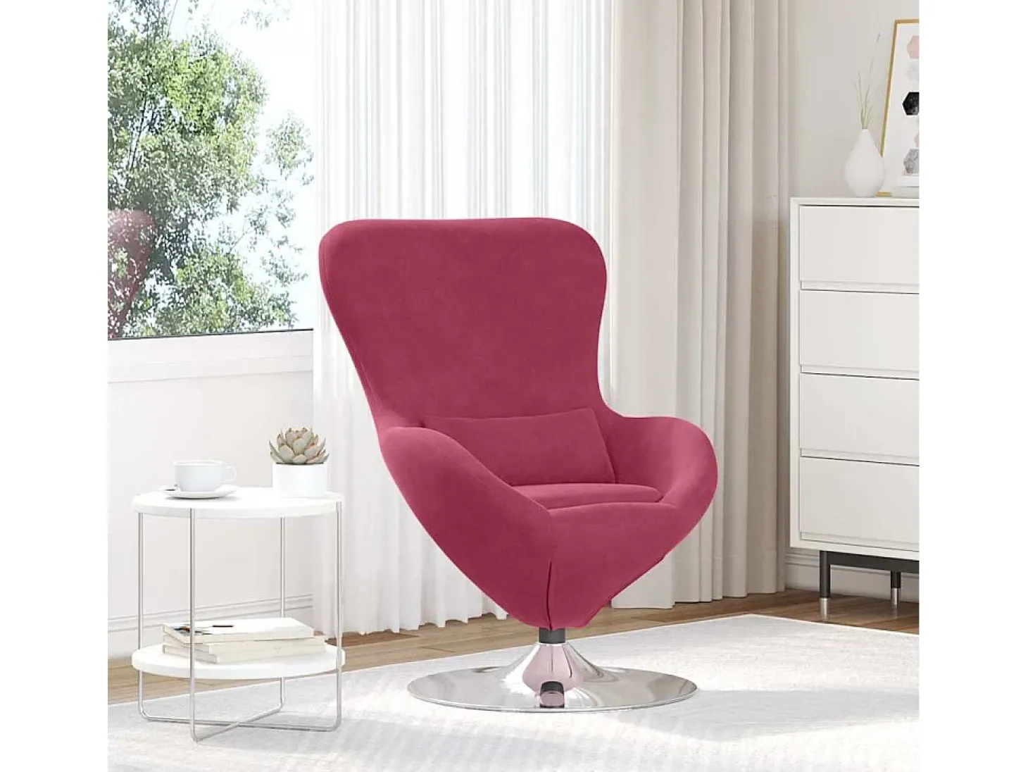 Cadeira Relax | Cadeira ovo vermelho tinto 63x73x90 cm Veludo SHL636189