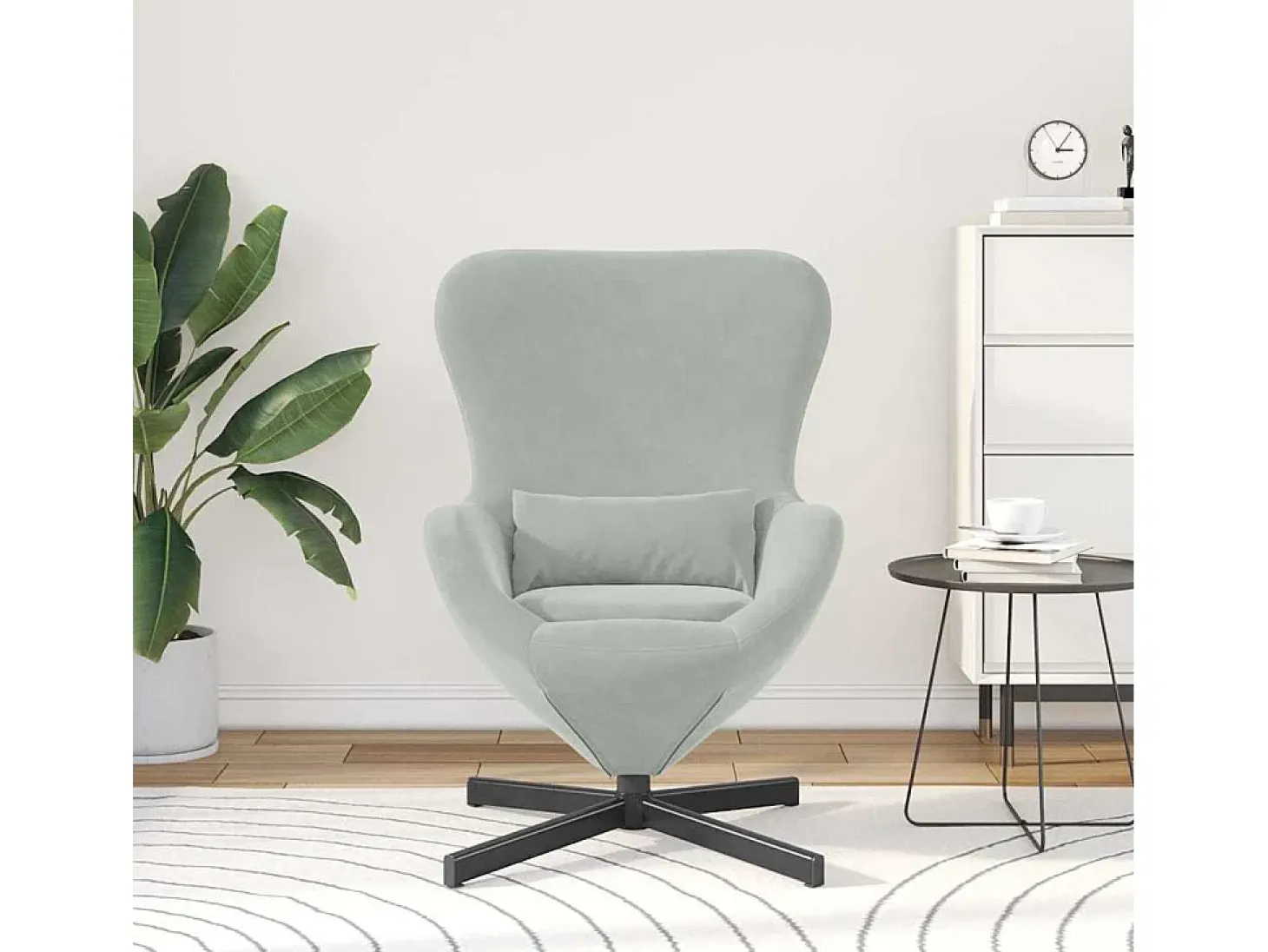 Cadeira Relax | Cadeira ovo Cinzento-claro 63x73x90 cm Veludo SHL501800