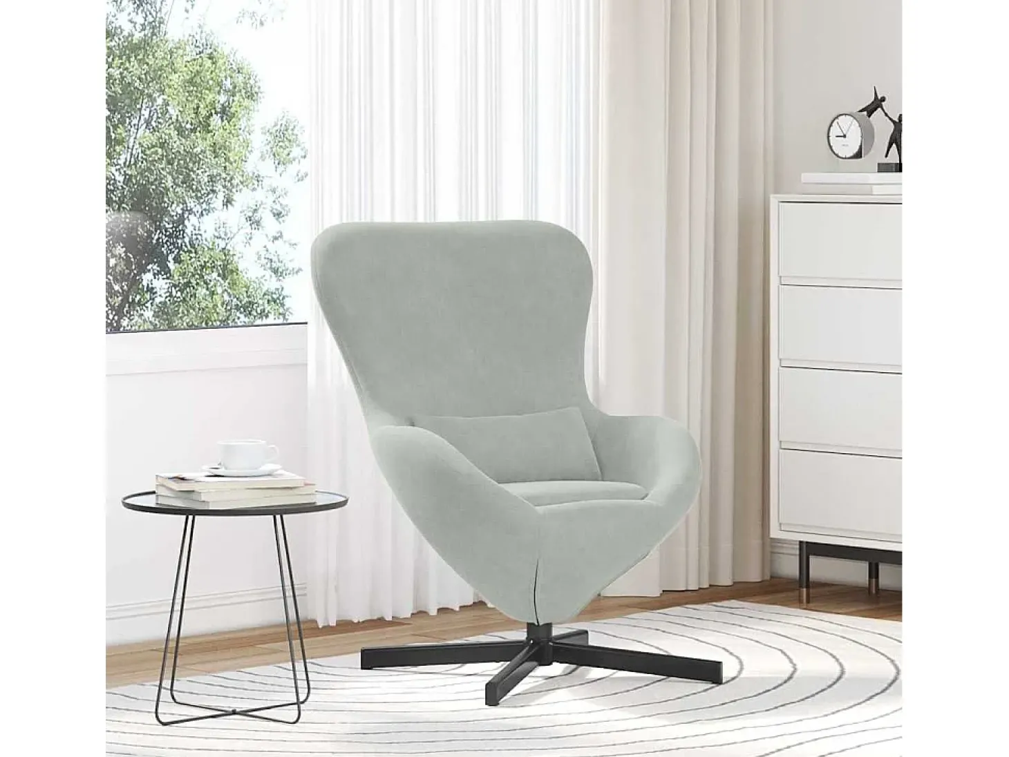 Cadeira Relax | Cadeira ovo Cinzento-claro 63x73x90 cm Veludo SHL501800