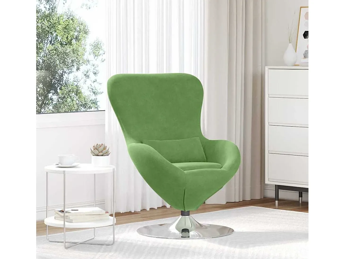 Cadeira Relax | Cadeira ovo Verde claro 63x73x90 cm Veludo SHL276471
