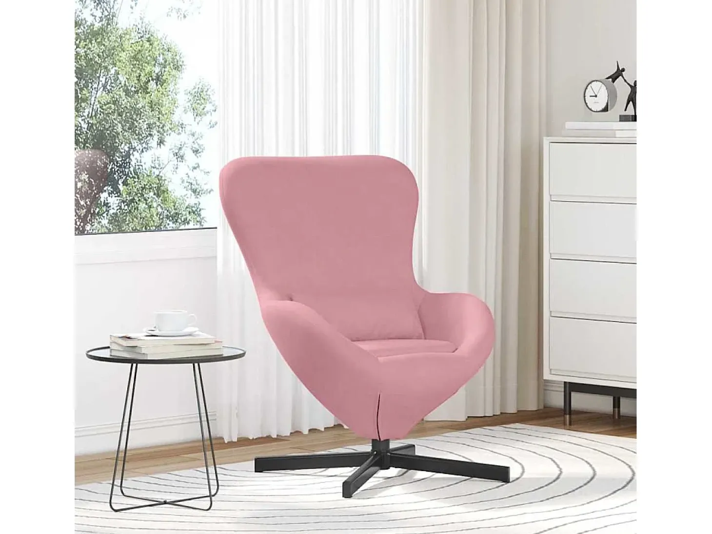 Cadeira Relax | Cadeira ovo Rosa 63x73x90 cm Veludo SHL33837