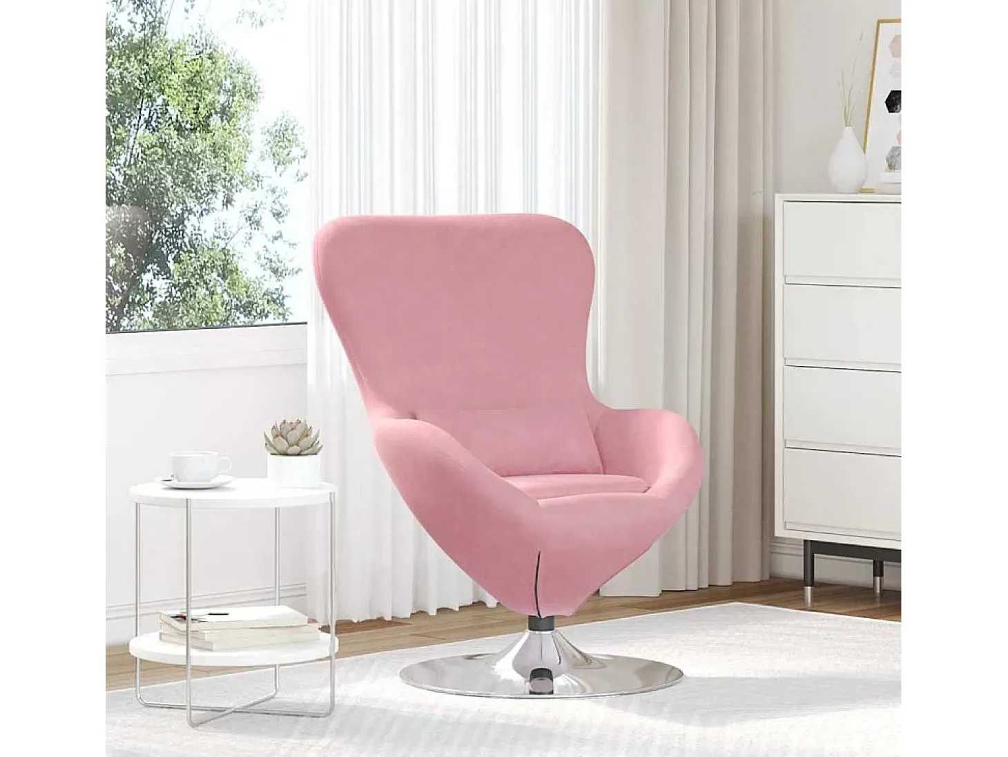Cadeira Relax | Cadeira ovo Rosa 63x73x90 cm Veludo SHL820449