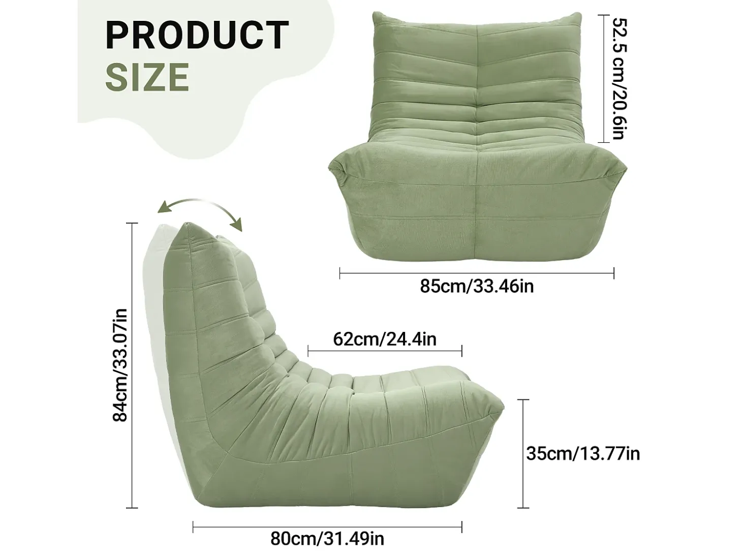 Cadeira Strazy na Caterpillar Green - assento profundo 62cm - 80x85x84cm
