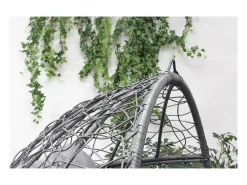 Cadeira suspensa de vime cinza JANE com almofada cinza - Design moderno para interior e exterior