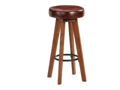 Cadeiras bar 2 pcs madeira maciça de acácia + couro genuíno PT770014