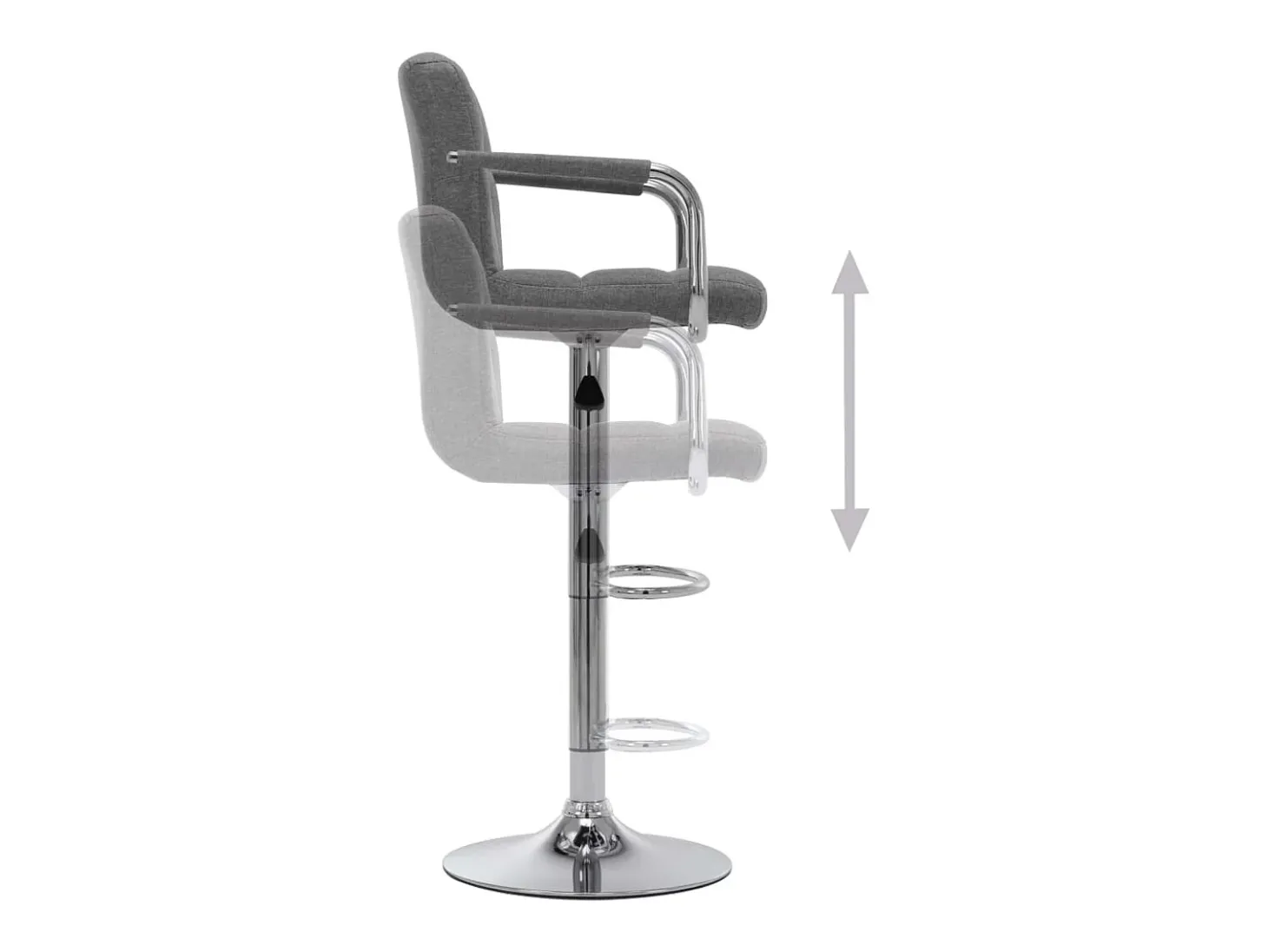 Cadeiras de bar 2 pcs tecido cinzento-claro