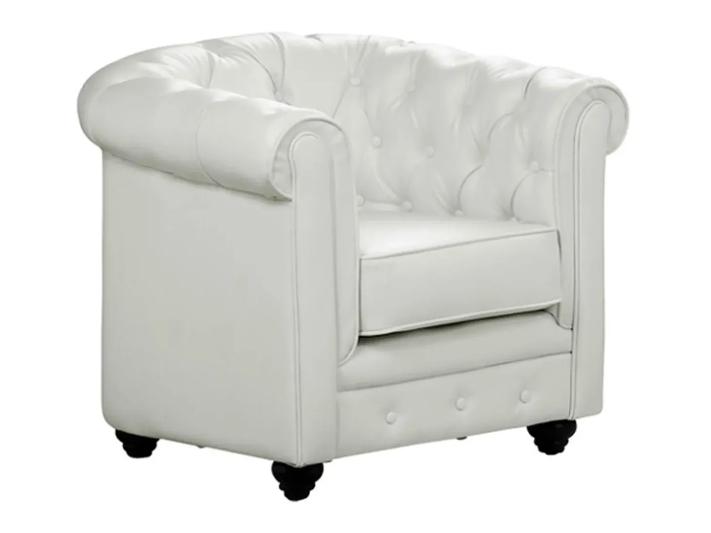 Cadeirão acolchoado em pele sintética Branco - CHESTERFIELD