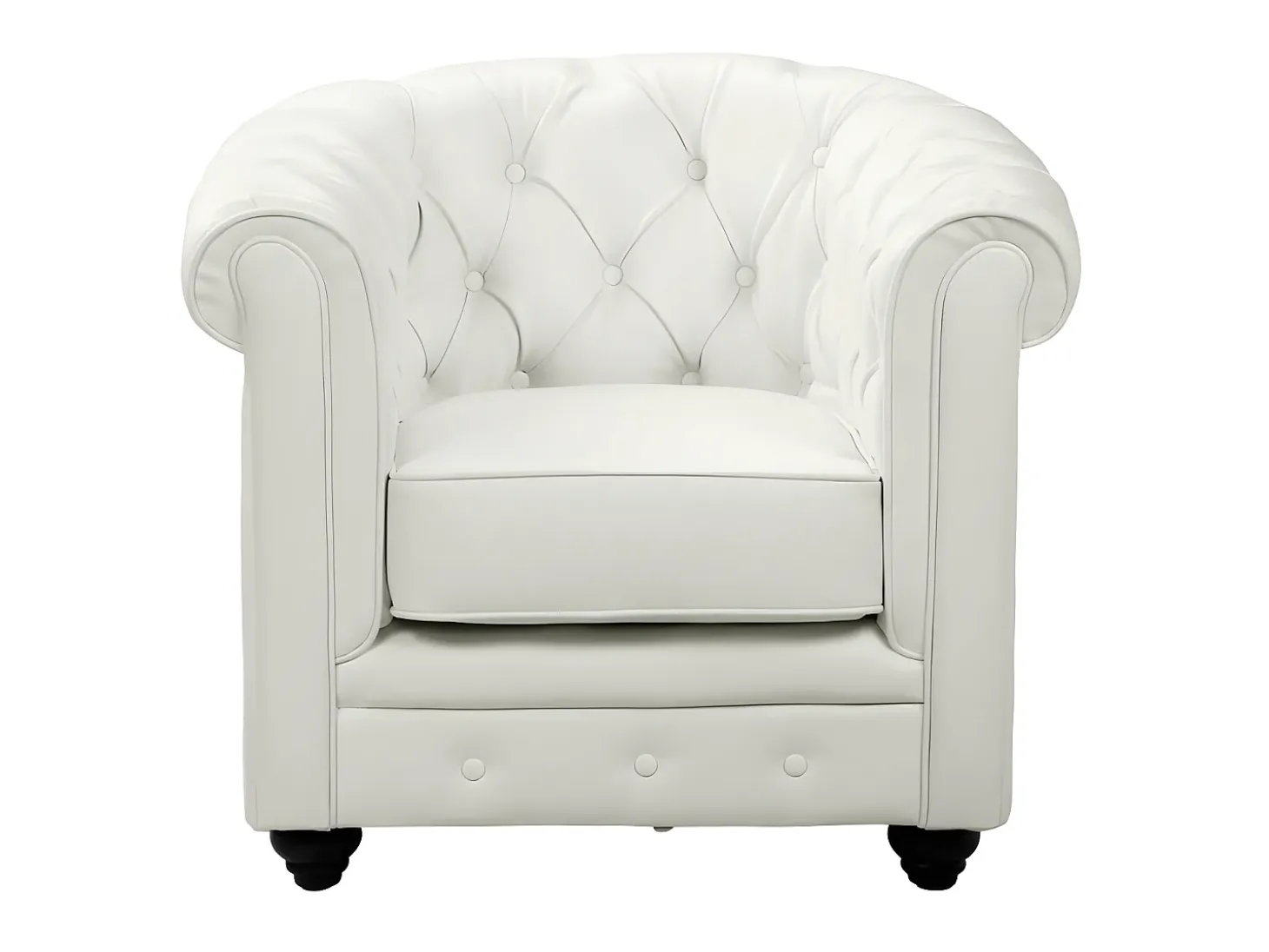 Cadeirão acolchoado em pele sintética Branco - CHESTERFIELD