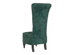 Cadeirão c/ encosto alto veludo verde-escuro design de botões