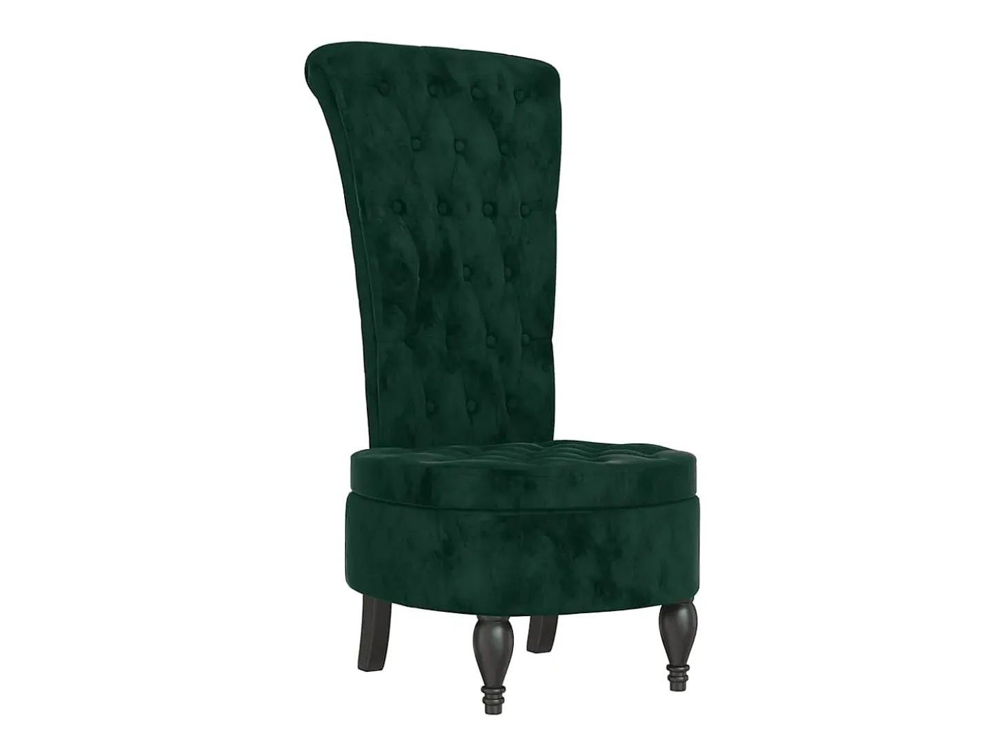 Cadeirão c/ encosto alto veludo verde-escuro design de botões