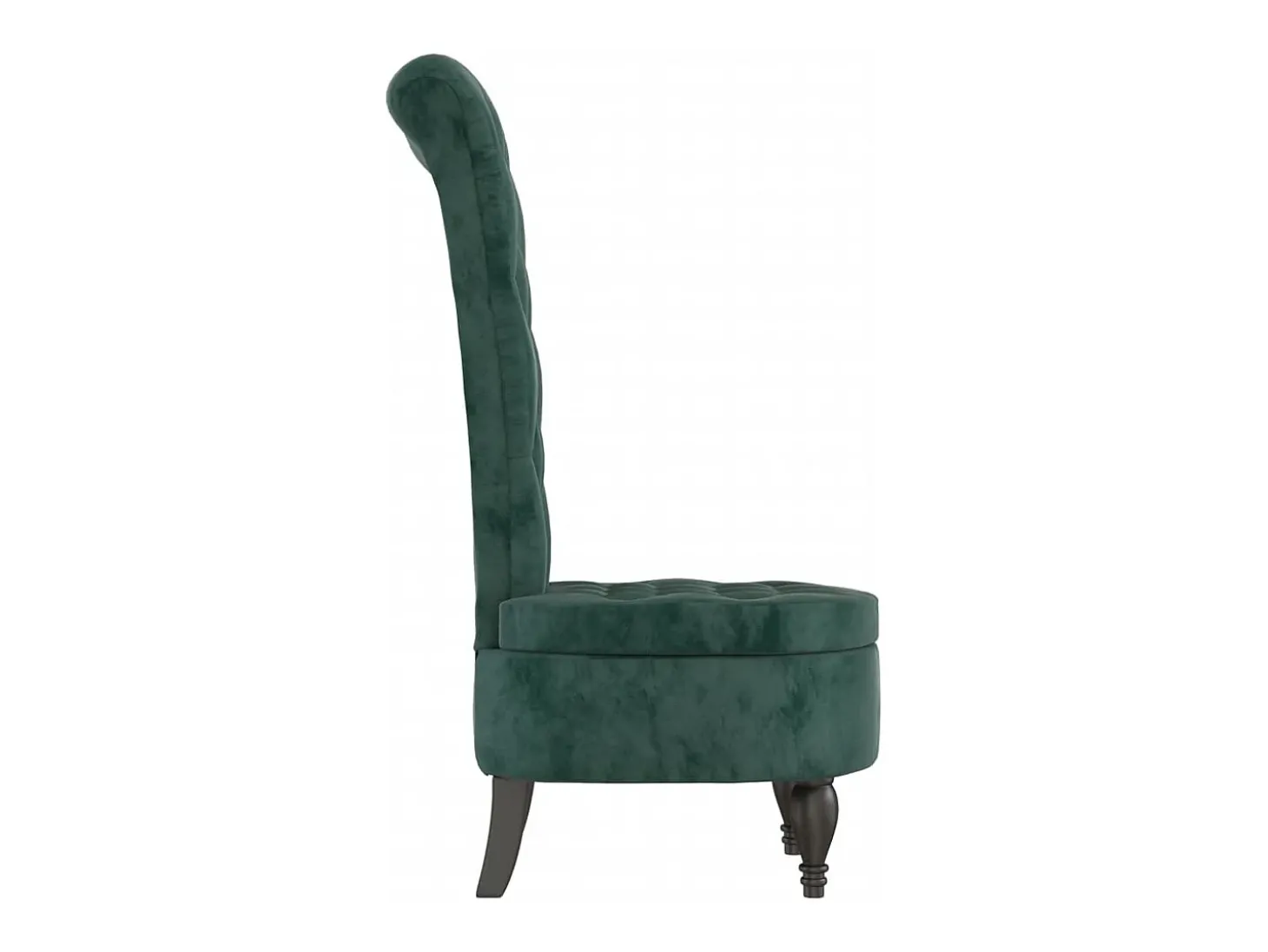 Cadeirão c/ encosto alto veludo verde-escuro design de botões