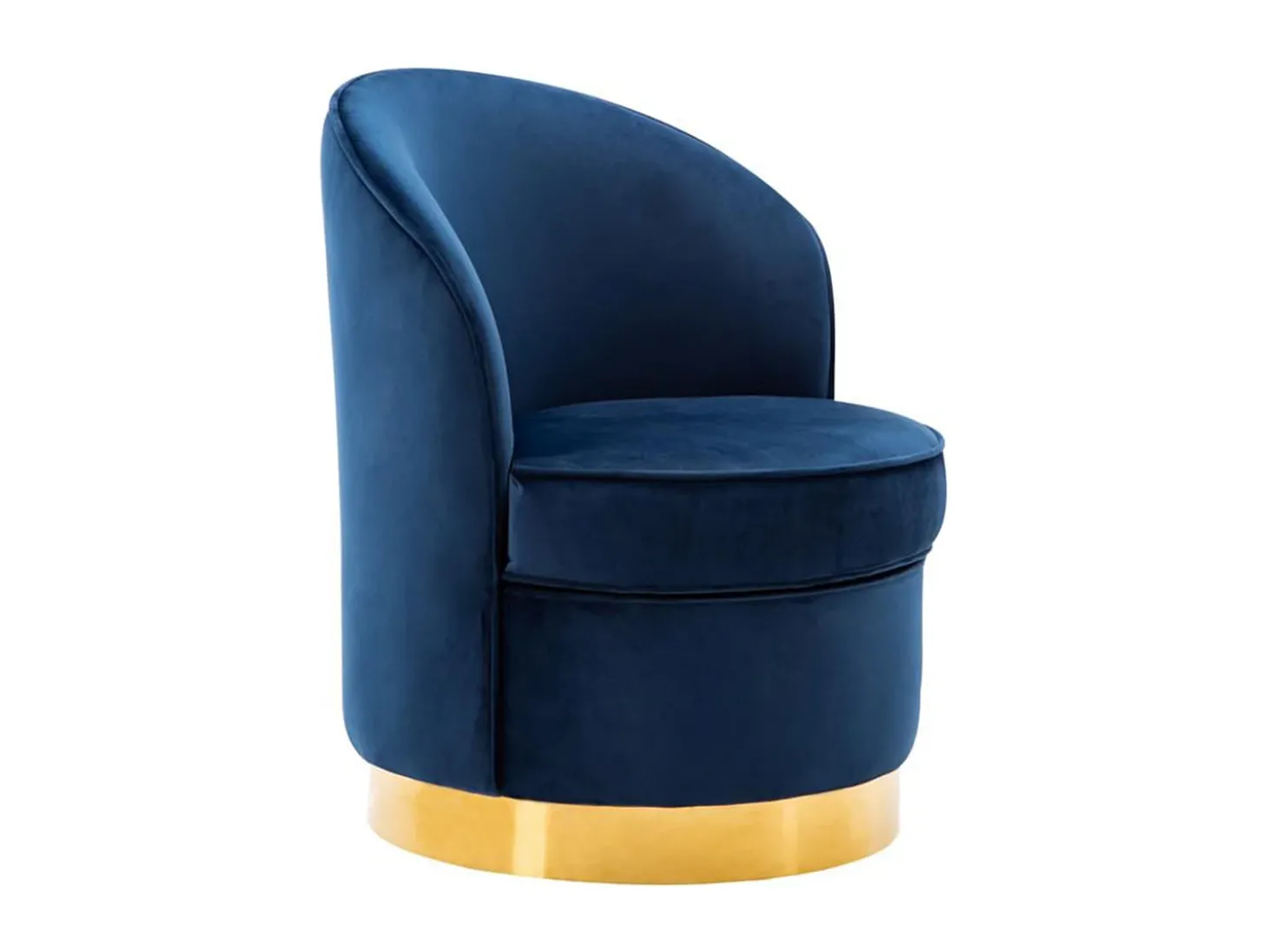 Cadeirão com base de metal dourado em veludo Azul-escuro - SANELA